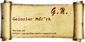 Geiszler Márk névjegykártya